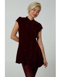 Neon Rose - Velvet Mandarin Collar Cap Sleeve A-Line Mini Dress - Lyst