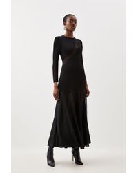 Karen Millen - Tall Viscose Blend Sheer Knit Panelled Maxi Dress - Lyst