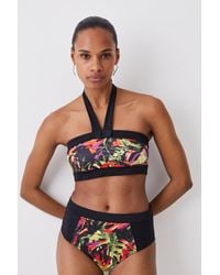 Karen Millen - Abstract Print Halter Neck Bikini Top - Lyst