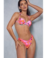 MissPap - Firey Floral Printed Ruched Cupped Bikini Set - Lyst