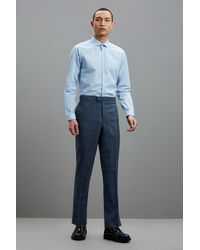 Burton - Slim Fit Blue Fine Multi Check Suit Trouser - Lyst