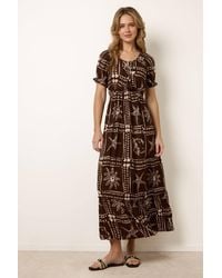 Blue Vanilla - Short Sleeve Round Neck Maxi Dress - Lyst