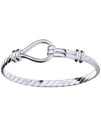 Jewelco London - Sterling Rope Stirrup Hook 4Mm Bangle Bracelet 5" - Lyst