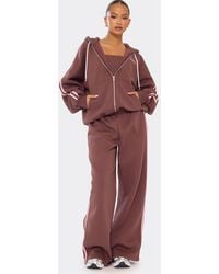 EGO - Wide Leg Contrast Stripe Mid Rise Joggers - Lyst