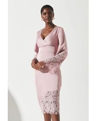 Coast - Lace Panelled Satin Wrap Dress - Lyst