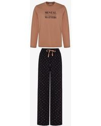 Penti - Clear Mind Geometric Pattern Pants Long Sleeve Pajama Set - Lyst