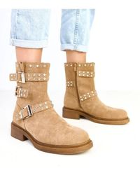 Love Lace - Elegant Suede Ankle Boots With Buckle Straps & Zircons - Lyst