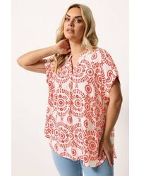 Yours - Floral Print Pleated Blouse - Lyst