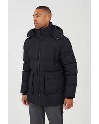 Brave Soul - Longline Padded Jacket With Detachable Hood - Lyst