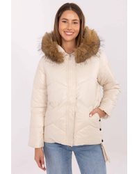 Love Lace - Quilted Down Jacket With Detachable Fur Hood - Lyst