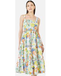 Yumi' - Mediterranean Print Cotton Midi Sun Dress - Lyst