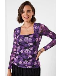 Joe Browns - Jenna Printed Mesh Top With Square Neck - Lyst
