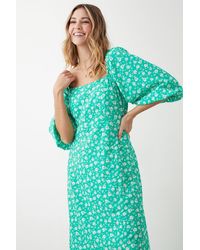Dorothy Perkins - Green Floral Square Neck Midi Dress - Lyst