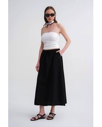 MixRay - High-Waisted Poplin Skirt With Drawstring Detail - Lyst