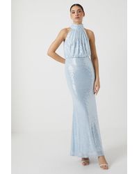 Coast - Halter Neck Sheer Sequin Bridesmaids Maxi Dress - Lyst