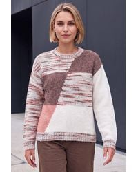 Roman - Textured Colour Block Knit Jumper - Lyst