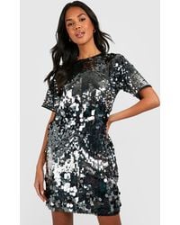 Boohoo - Disc Sequin Oversized T-shirt Party Dress - Lyst