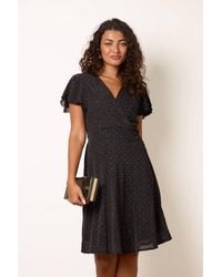 Blue Vanilla - Short Sleeve Belted V-Neck Mini Dress - Lyst
