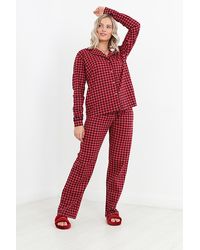 Brave Soul - Cotton Gingham 'gemma' Button Through Pyjama Set - Lyst