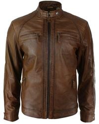 TruClothing - Zipped Soft Leather Short Biker Jacket - Lyst