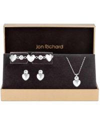 Jon Richard - Silver Plated And Polished Heart Trio Set - Gift Boxed - Lyst