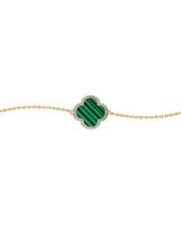 Jewelco London - Plated Clover Malachite Cz Charm Bracelet 7-8.5" - Lyst