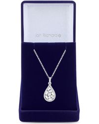 Jon Richard - Silver Plated Crystal Cubic Zirconia Scattered Stone Pear Drop Pendant Necklace - Gift Boxed - Lyst