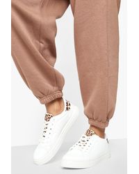 Boohoo - Leopard Contrast Lace Up Trainer - Lyst