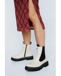 Nasty Gal - Faux Leather Contrast Stitch Chelsea Boot - Lyst