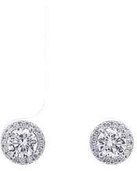 Jewelco London - Circular Halo Cz 5.5Mm Solitaire Stud Earrings 8Mm - Lyst