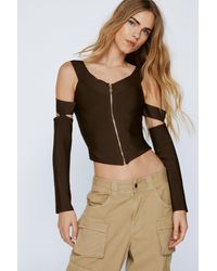 Nasty Gal - Bandage Off The Shoulder Cut Out Long Sleeve Top - Lyst