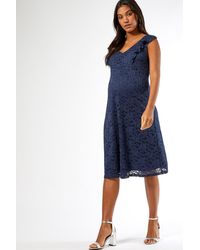 Dorothy Perkins - Maternity Navy Lace Fit And Flare Dress - Lyst