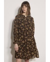 Apricot - Folk Floral Chiffon Mini Dress - Lyst