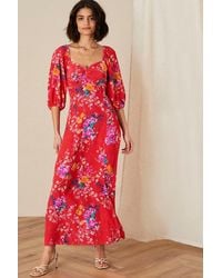 Monsoon - 'omi' Floral Print Midi Dress - Lyst