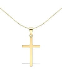 Jewelco London - Solid 9Ct Plain Cross Pendant - Lyst