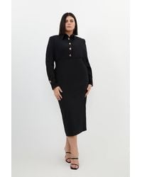 Karen Millen - Plus Size Essential Techno Maxi Woven Shirt Dress - Lyst