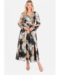 Lovedrobe - Faux Wrap Long Sleeve Tie Back Midaxi Dress - Lyst