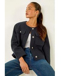 Roman - Petite Button Up Pocket Jacket - Lyst