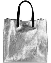 Sostter - Silver Leather Top Handle Tote Bag - Bndii - Lyst