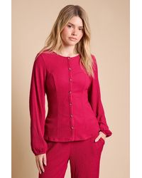 Dorothy Perkins - Button Front Crinkle Jersey Top - Lyst