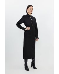 Karen Millen - Essential Techno Maxi Woven Shirt Dress - Lyst
