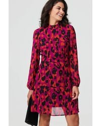 Izabel London - Animal Print Tie Waist Mini Skater Dress - Lyst