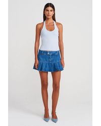 Dilvin - Mid-Waist Mini Denim Skater Skirt - Lyst