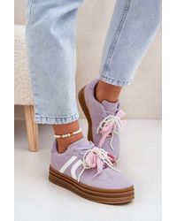 Love Lace - Stylish Suede Platform Sneakers With Charm Laces For Comfort - Lyst