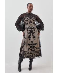 Karen Millen - Plus Size Baroque Applique Woven Maxi Dress - Lyst