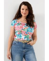 Joe Browns - Boho Floral Print Jersey Top With Elasticated Neckline - Lyst