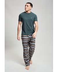 Burton - Green Short Sleeve T-shirt & Check Pyjama Set - Lyst