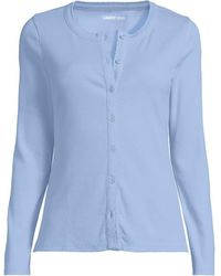 Lands' End - Long Sleeve Micro Rib Buttonfront Top - Lyst