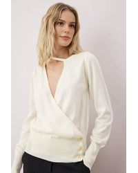 WOVCOR - Wrap Front Cut-Out Detail Knitted Jumper - Lyst