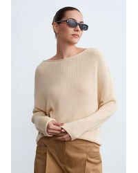 Dilvin - Ribbed Boat Neck Knit Sweater - Lyst